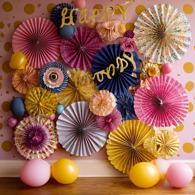 DIY Paper Fans That Refresh Happy Birthday Decorations - Learn how to make colorful DIY paper fans that add... DIY Paper Fans That Refresh Happy Birthday Decorations - DIY Birthday Decor | Laravel