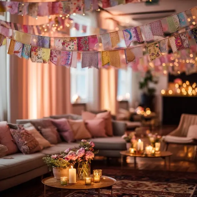 Happy Birthday Decorations with Handmade Fabric Banners - DIY Birthday Decor | Laravel