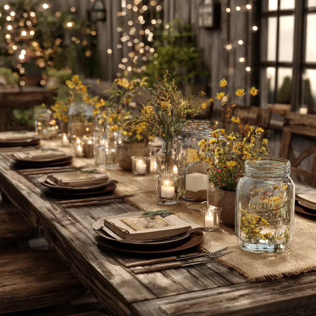 Rustic Table Settings for Happy Birthday Decorations - Table and Centerpiece Ideas | Laravel