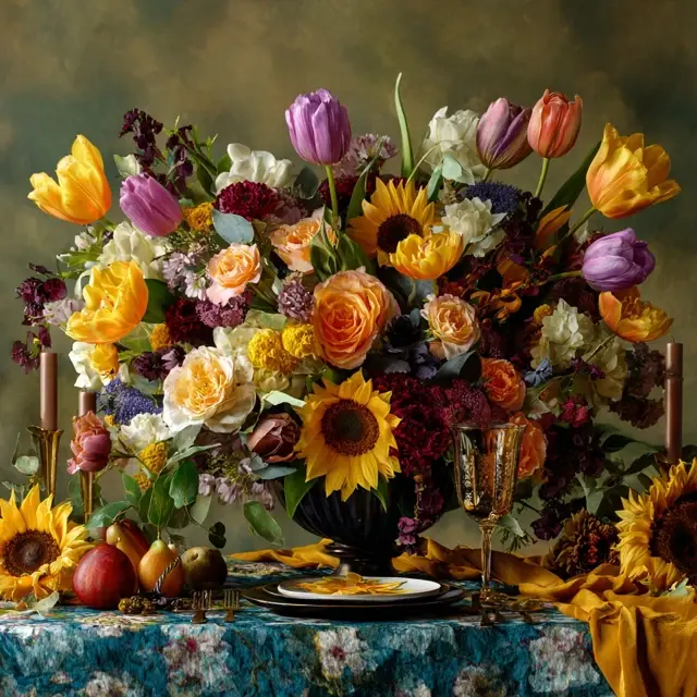 Seasonal Flowers for Happy Birthday Table Decor - Table and Centerpiece Ideas | Laravel