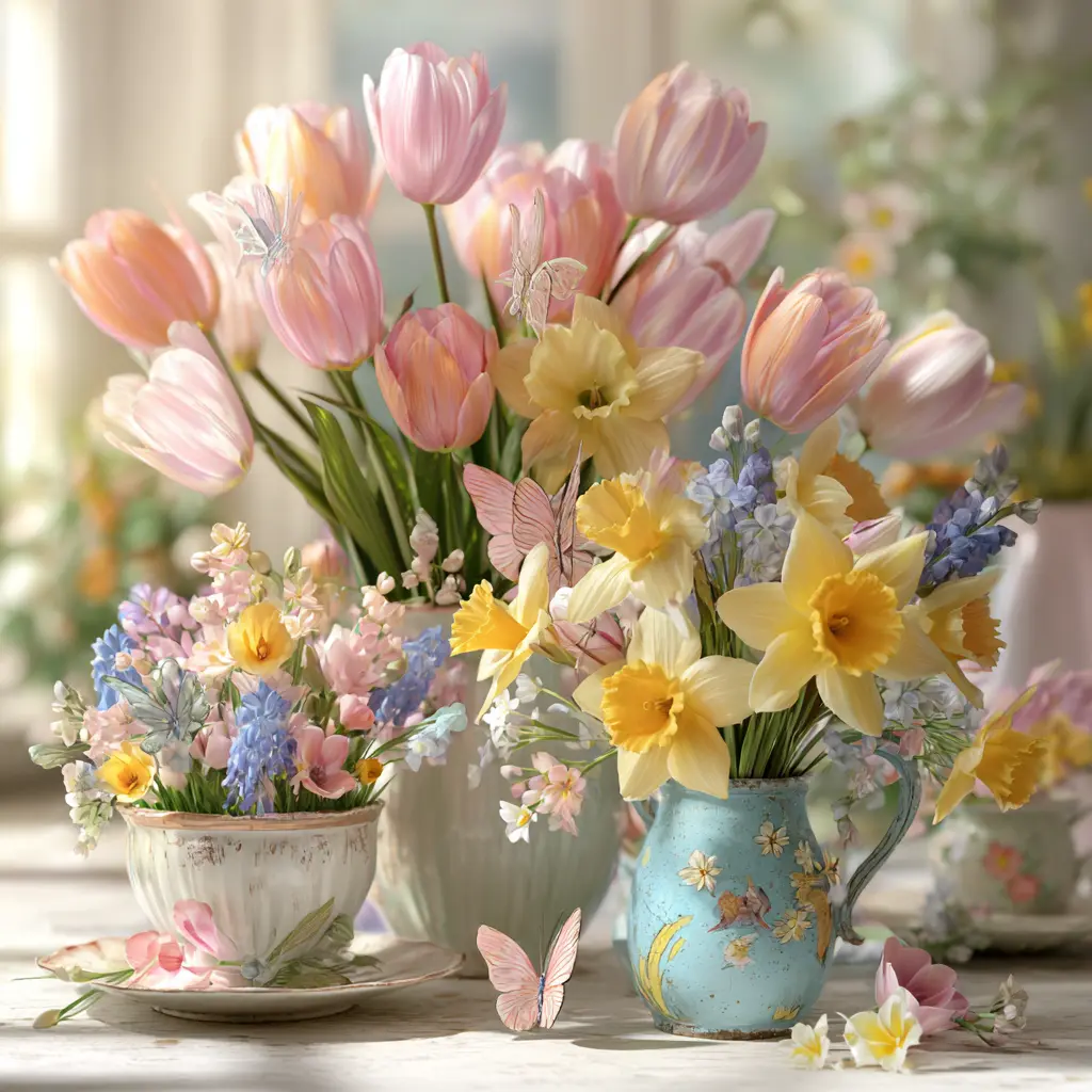 Spring Garden Centerpieces in Happy Birthday Decor - Table and Centerpiece Ideas | Laravel