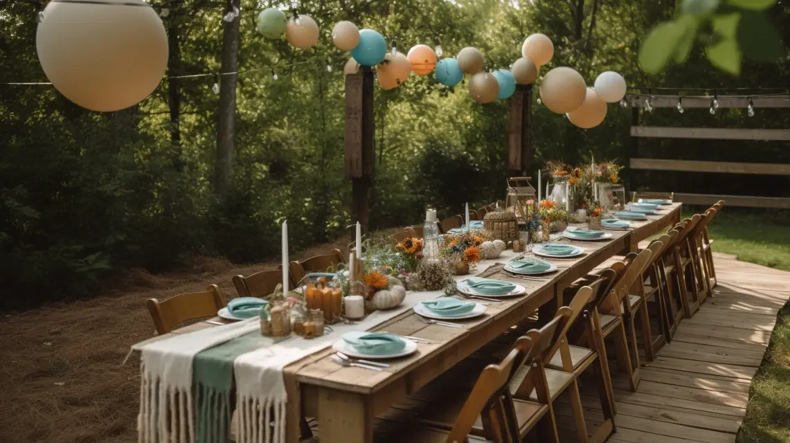 Rustic Backyard Happy Birthday Decorations Ideas - Outdoor Birthday Decorations | Laravel