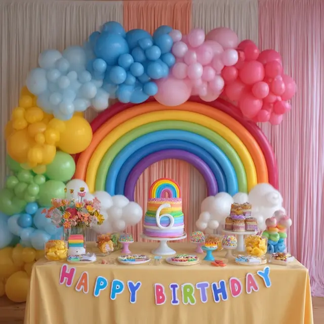 Rainbow-Themed Happy Birthday Decorations for Children - Kids Birthday Decorations | Laravel