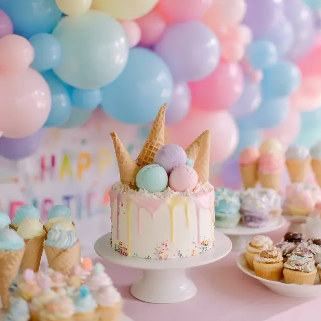 Ice Cream Party Happy Birthday Decorations for Kids - Kids Birthday Decorations | Laravel