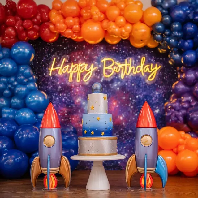 Outer Space Rocket Happy Birthday Decorations Kids - Kids Birthday Decorations | Laravel
